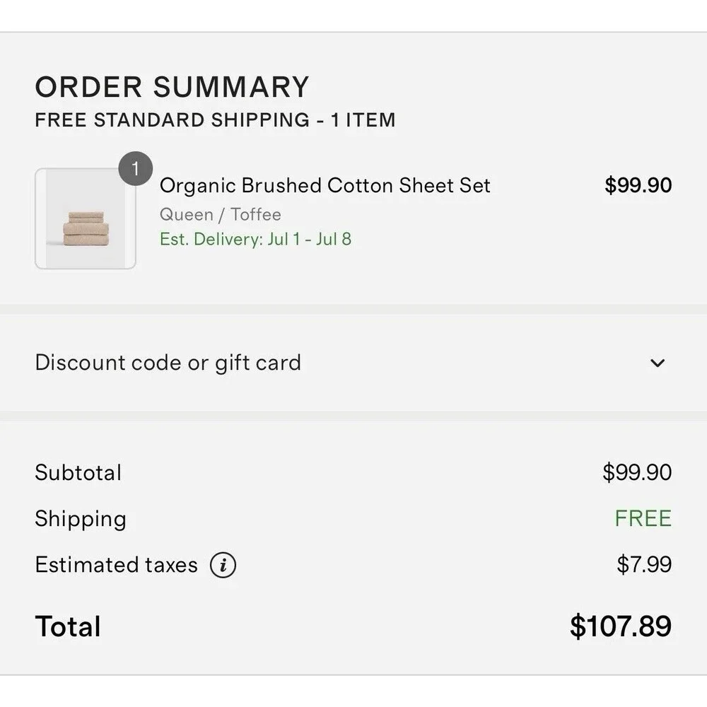 Quince Organic Brushed Cotton Sheet Set 4 Piece QUEEN Toffee NEW $99.90 Retail